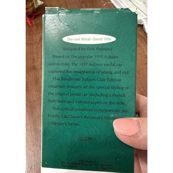 Hallmark Keepsake Club Edition 1996 Ornament, 1937 Steelcraft Auburn by Murray - Picture 7 of 7